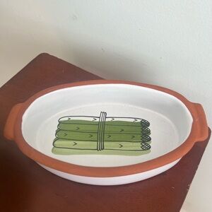 Hand Painted Terracotta Collectible Asparagus Dish Made In Portugal’s Signed